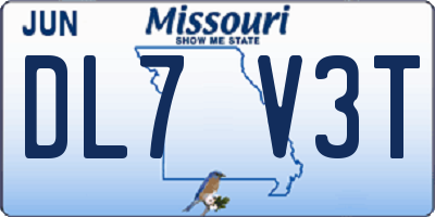 MO license plate DL7V3T