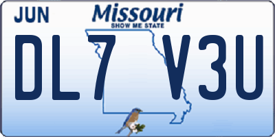 MO license plate DL7V3U
