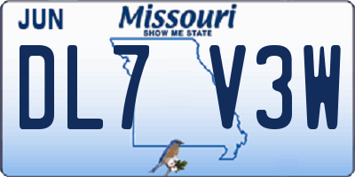 MO license plate DL7V3W