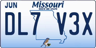 MO license plate DL7V3X