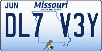 MO license plate DL7V3Y