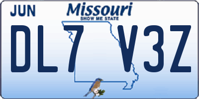 MO license plate DL7V3Z