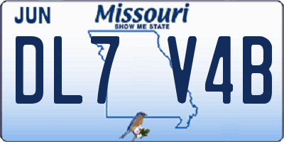 MO license plate DL7V4B