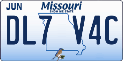 MO license plate DL7V4C