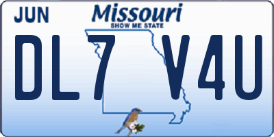 MO license plate DL7V4U