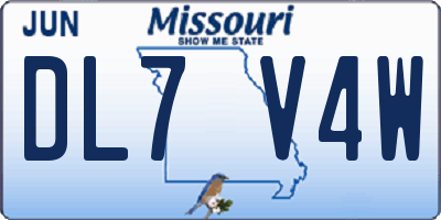 MO license plate DL7V4W