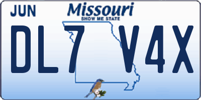 MO license plate DL7V4X