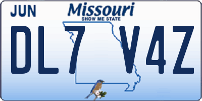 MO license plate DL7V4Z