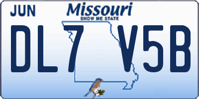MO license plate DL7V5B