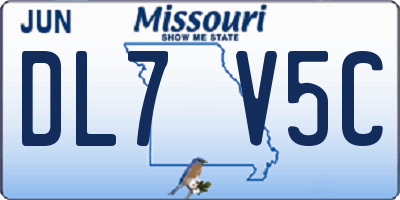 MO license plate DL7V5C