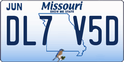 MO license plate DL7V5D