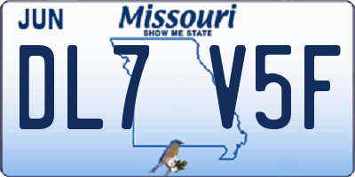 MO license plate DL7V5F