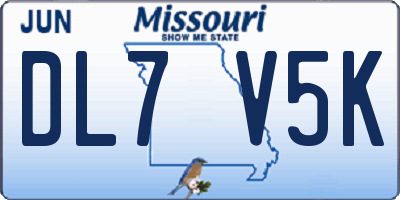 MO license plate DL7V5K