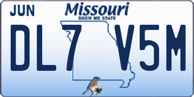 MO license plate DL7V5M