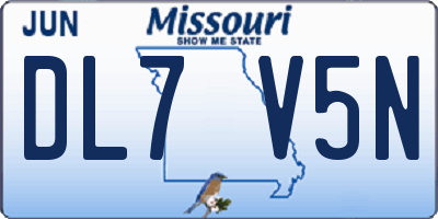 MO license plate DL7V5N