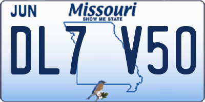 MO license plate DL7V5O