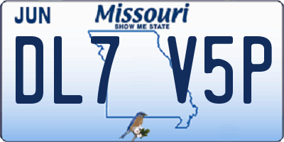 MO license plate DL7V5P