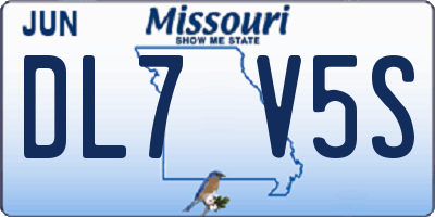 MO license plate DL7V5S