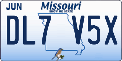 MO license plate DL7V5X