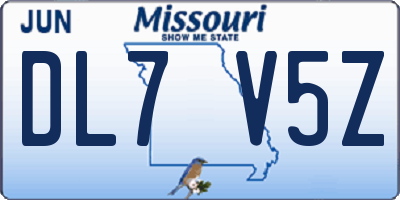 MO license plate DL7V5Z