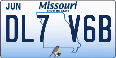 MO license plate DL7V6B