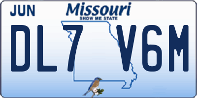 MO license plate DL7V6M