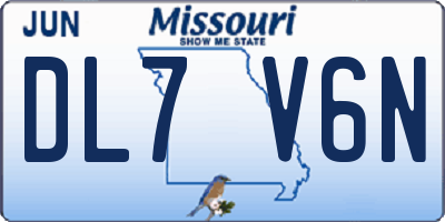 MO license plate DL7V6N