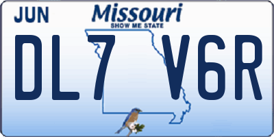 MO license plate DL7V6R