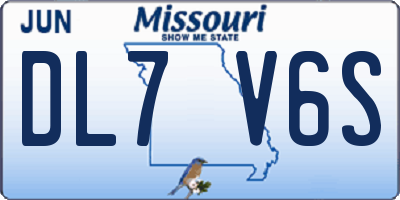 MO license plate DL7V6S