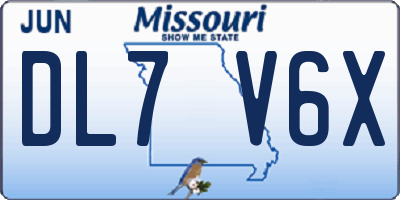 MO license plate DL7V6X