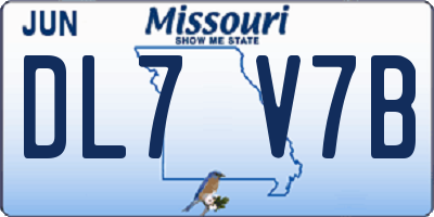 MO license plate DL7V7B