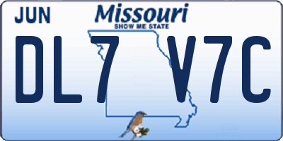 MO license plate DL7V7C
