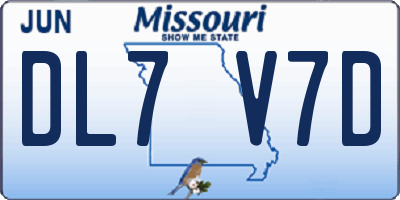 MO license plate DL7V7D