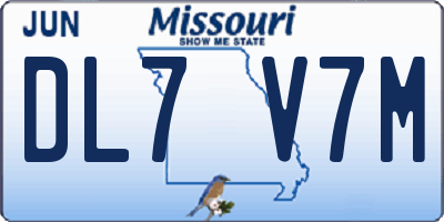 MO license plate DL7V7M