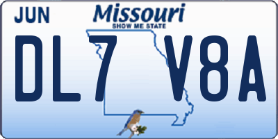 MO license plate DL7V8A