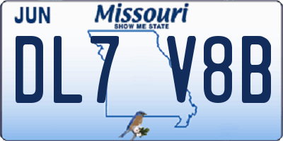 MO license plate DL7V8B