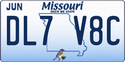 MO license plate DL7V8C