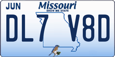 MO license plate DL7V8D