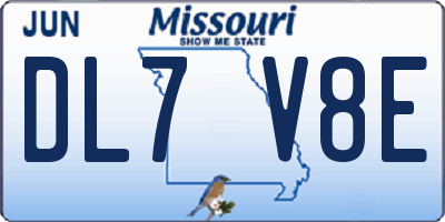 MO license plate DL7V8E