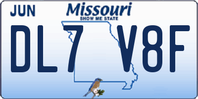 MO license plate DL7V8F