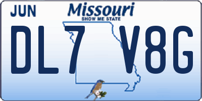 MO license plate DL7V8G