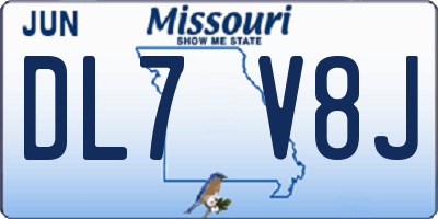 MO license plate DL7V8J