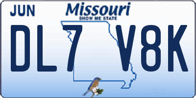 MO license plate DL7V8K