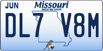 MO license plate DL7V8M