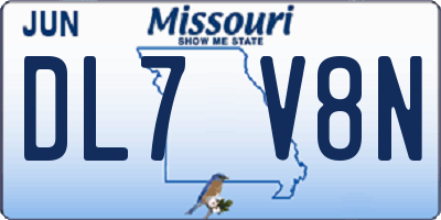 MO license plate DL7V8N