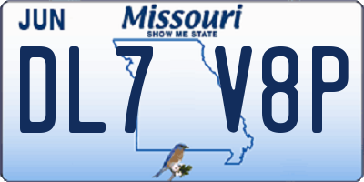 MO license plate DL7V8P