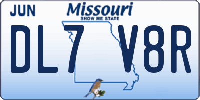 MO license plate DL7V8R