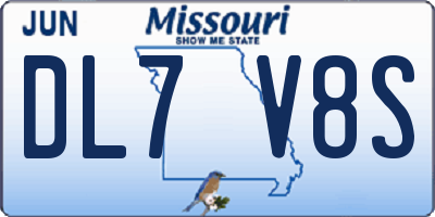 MO license plate DL7V8S
