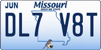 MO license plate DL7V8T