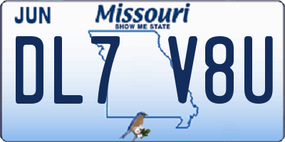 MO license plate DL7V8U